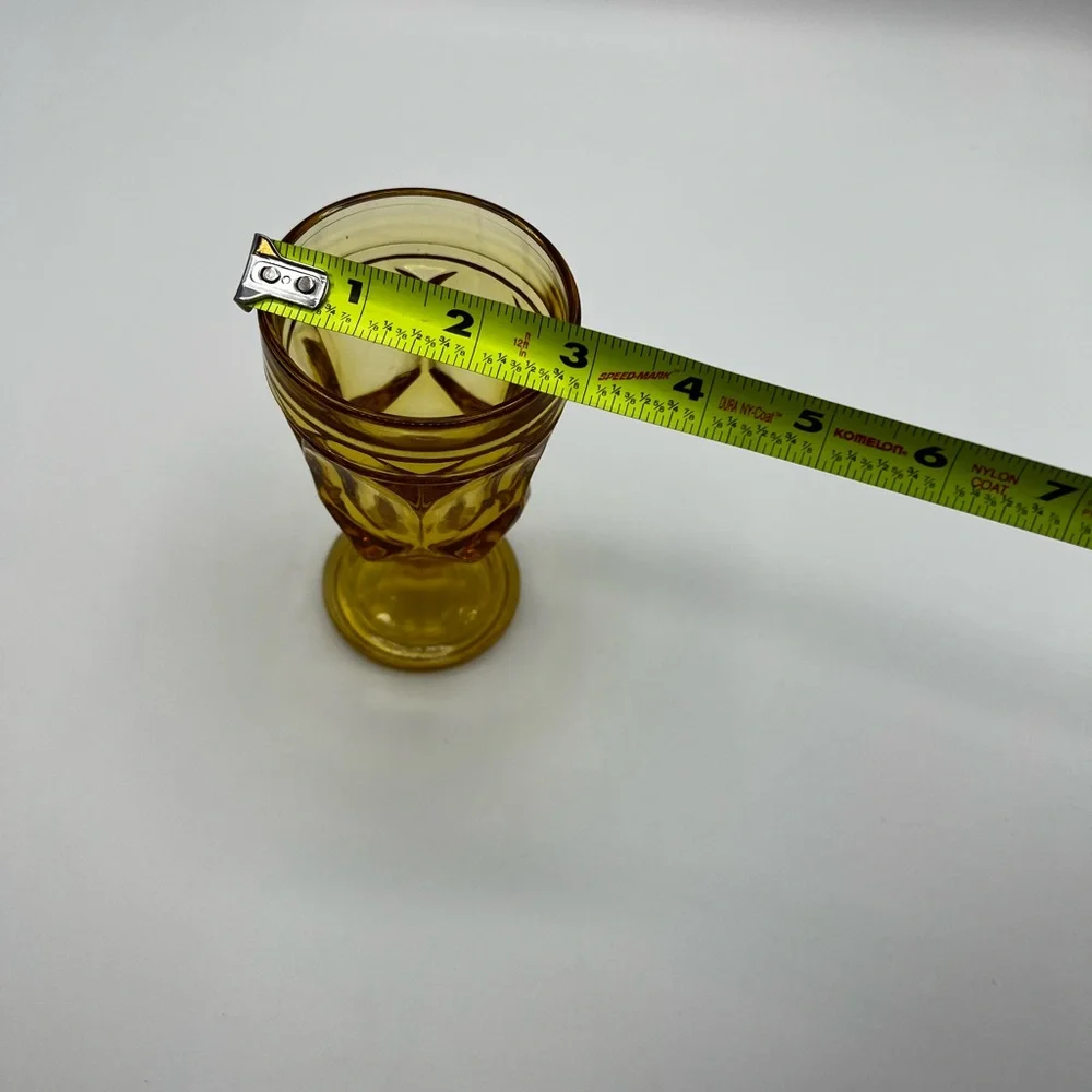ANCHOR HOCKING FAIRFIELD Amber 6” Golden Honey Goblet Water Ice Tea Vintage